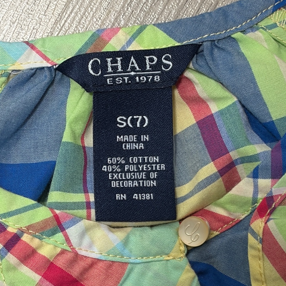 Chaps Multicolor Plaid Kids Blouse Size Small - Picture 3 of 8